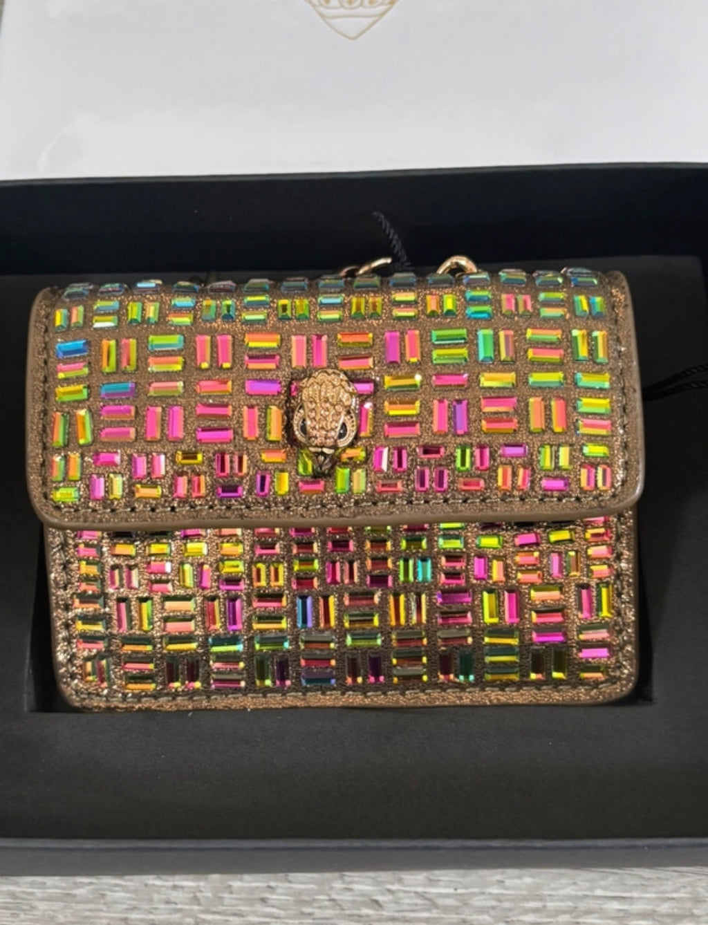 Мини чанта Kurt Geiger Micro Multicoloured Clutch с цветни кристали