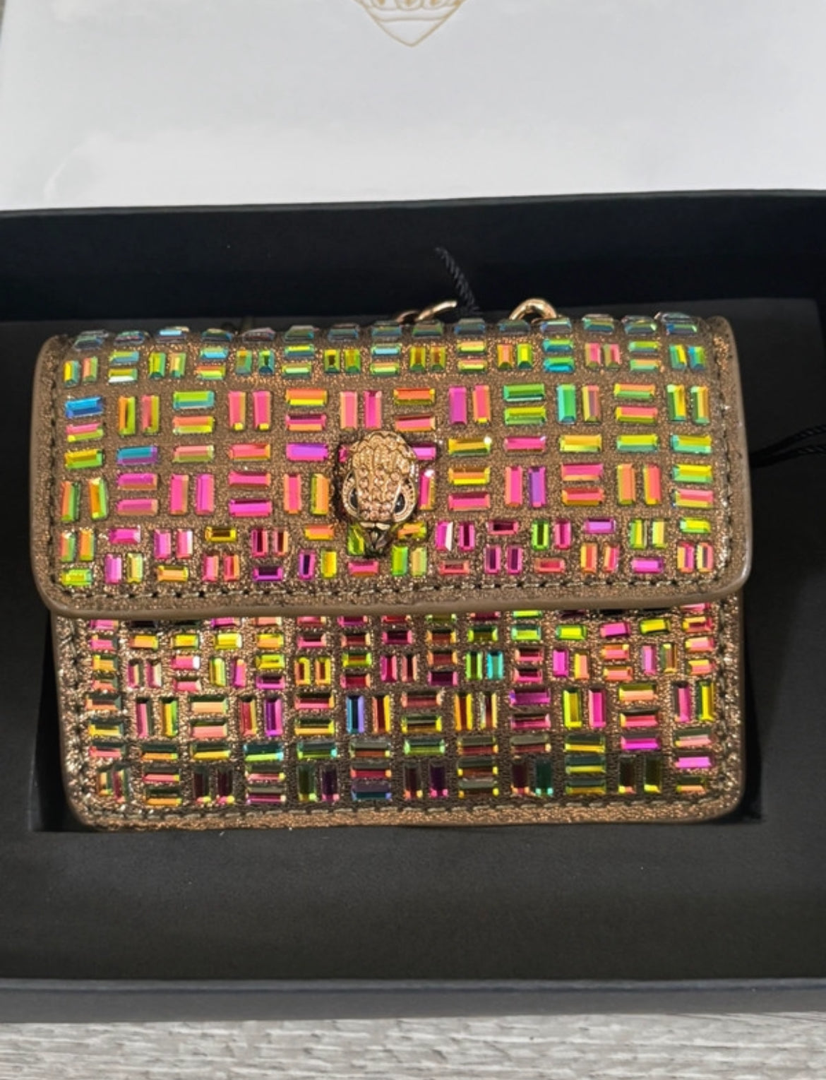Мини чанта Kurt Geiger Micro Multicoloured Clutch с цветни кристали