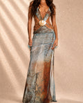 Jaded London Vida Backless Maxi Dress with Shell Trim in Marine