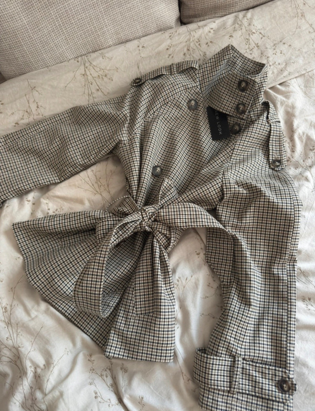New Look Checked Cropped Trench яке