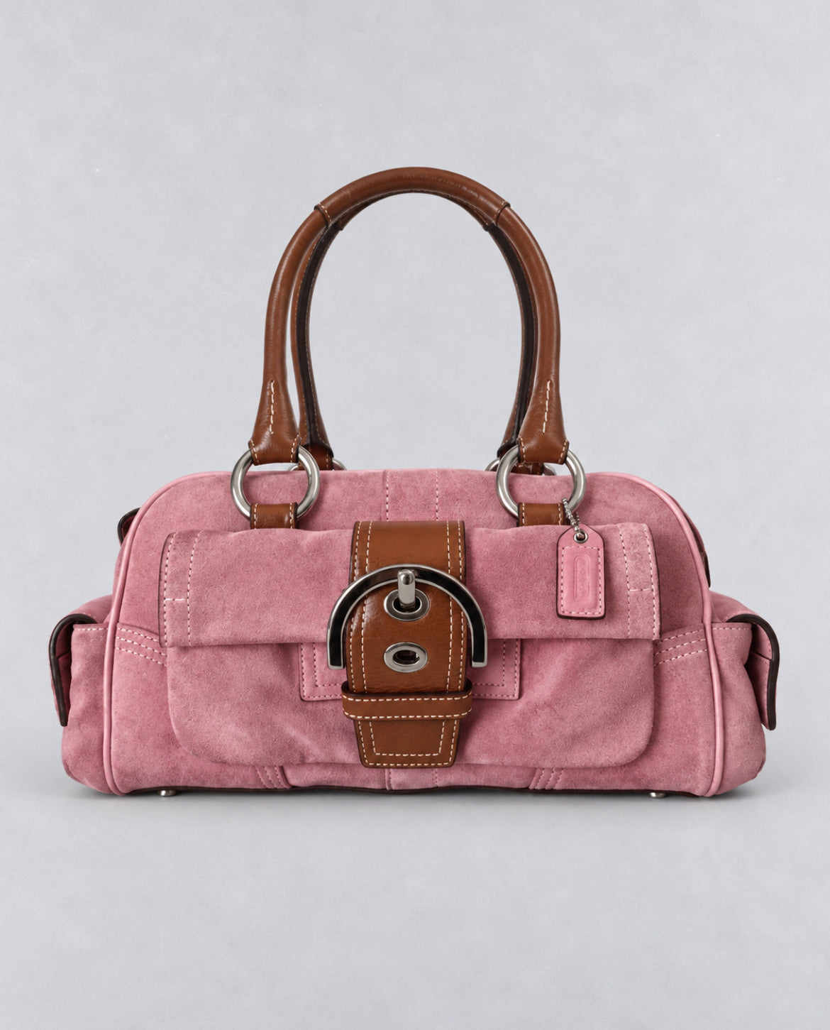 Vintage Coach Pink Suede & Leather Satchel – K05S-8A23