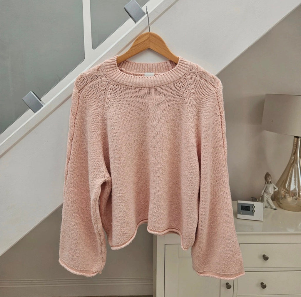 River Island Pastel Pink Chunky Knit Cropped Jumper