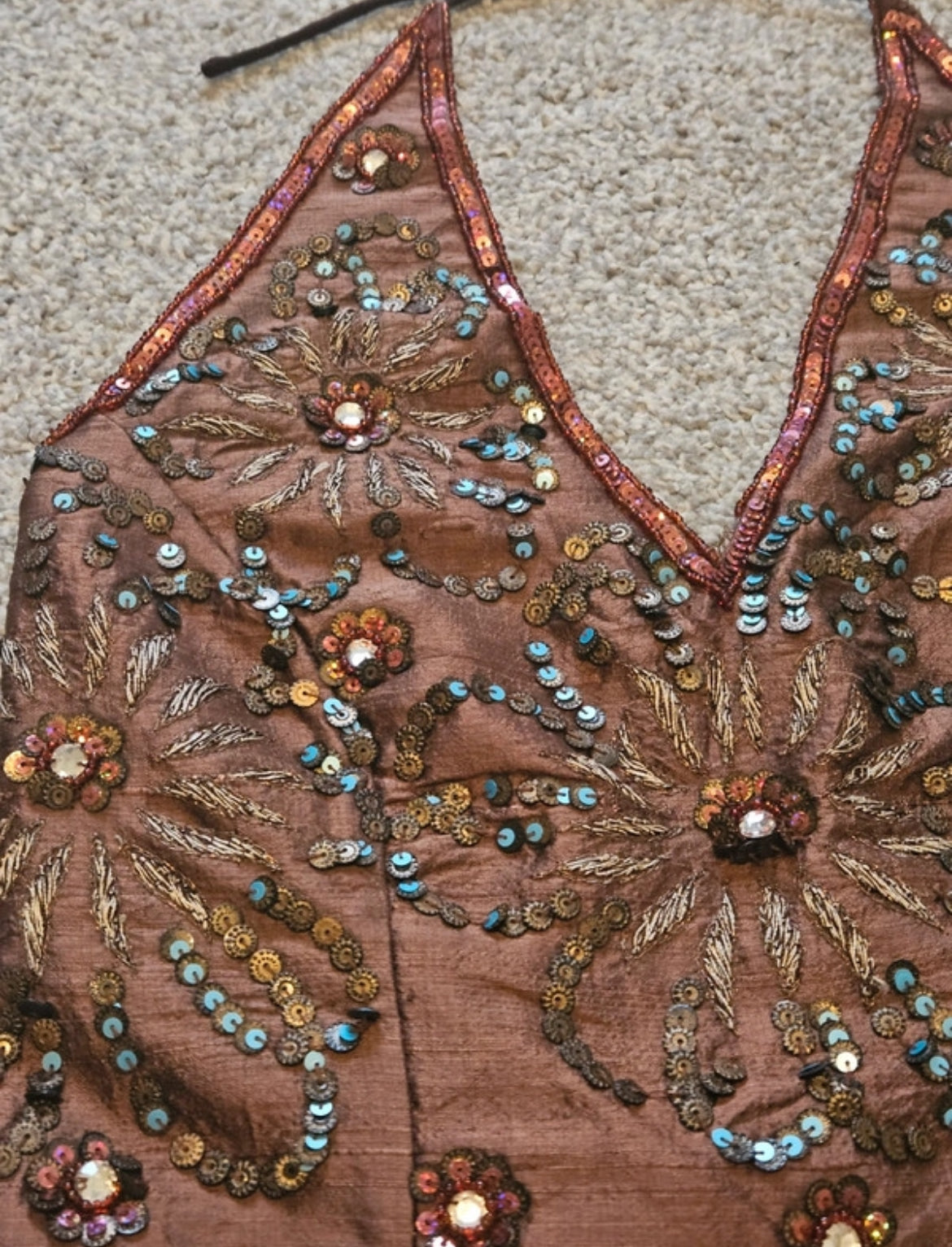 Vintage Aftershock sequin копринен халтер топ