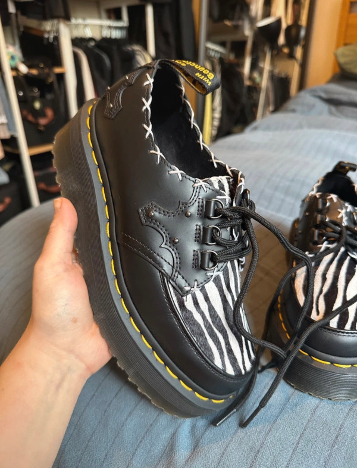 Dr. Martens Ramsey Monk Zebra Print Creepers - 38