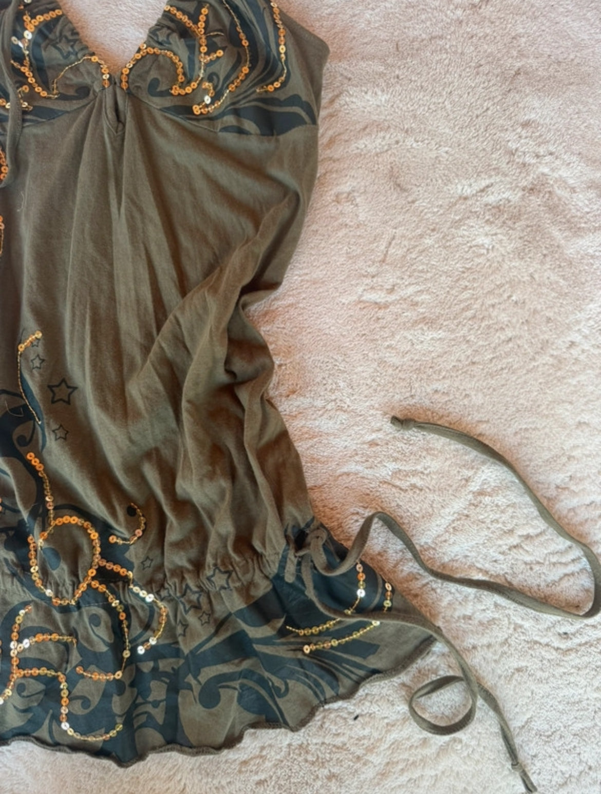 Vintage 2000s fairycore embellished halterneck топ