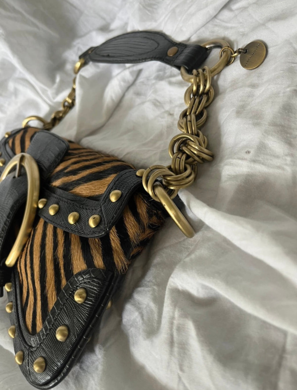 Karen Millen Y2K Zebra Pony Hair-Effect Shoulder Bag