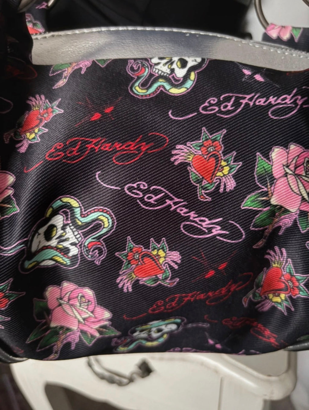 Ed Hardy Y2K Embellished Love Hearts Shoulder чанта