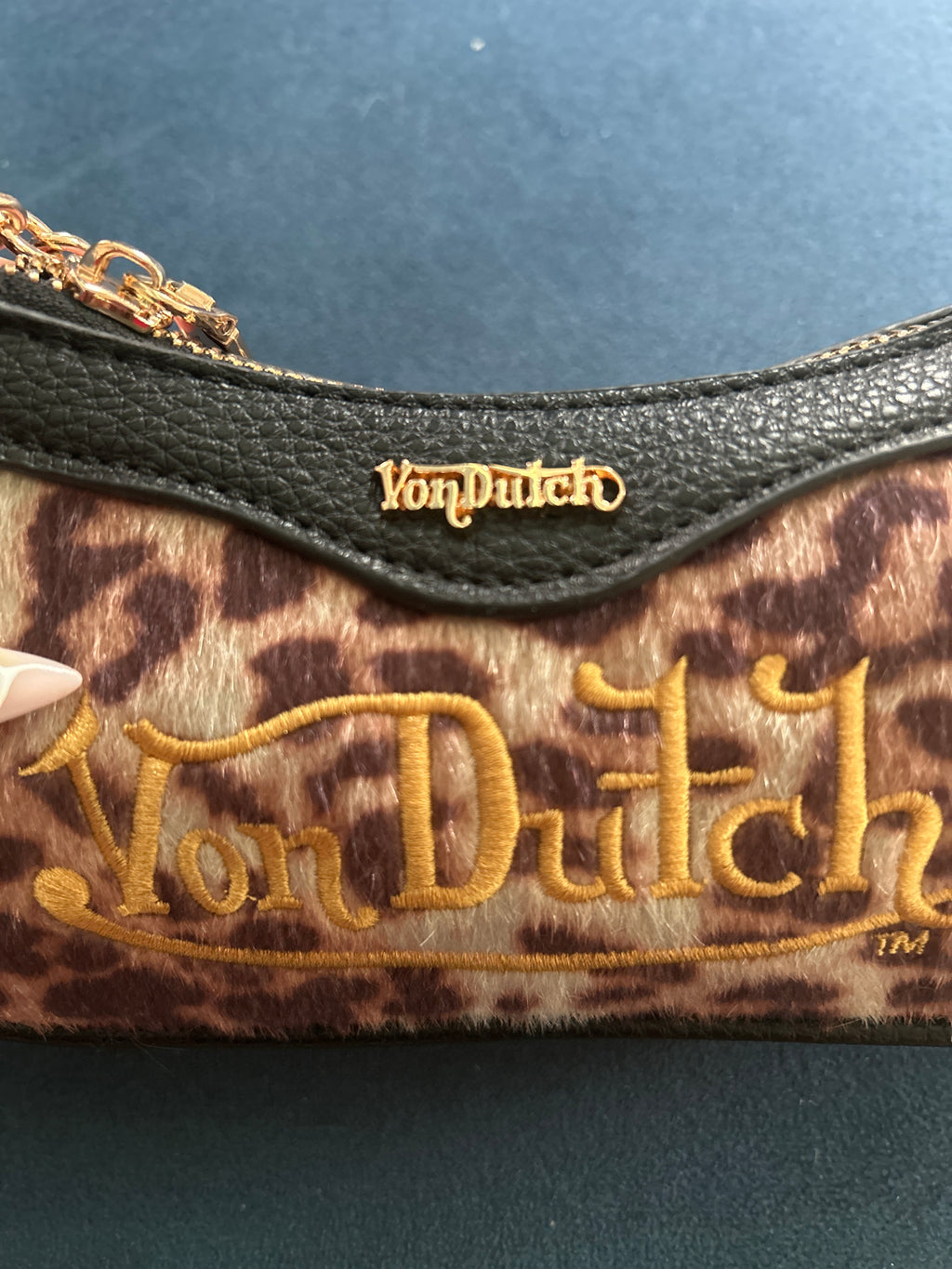 Von Dutch Y2K мини чанта с леопардов принт