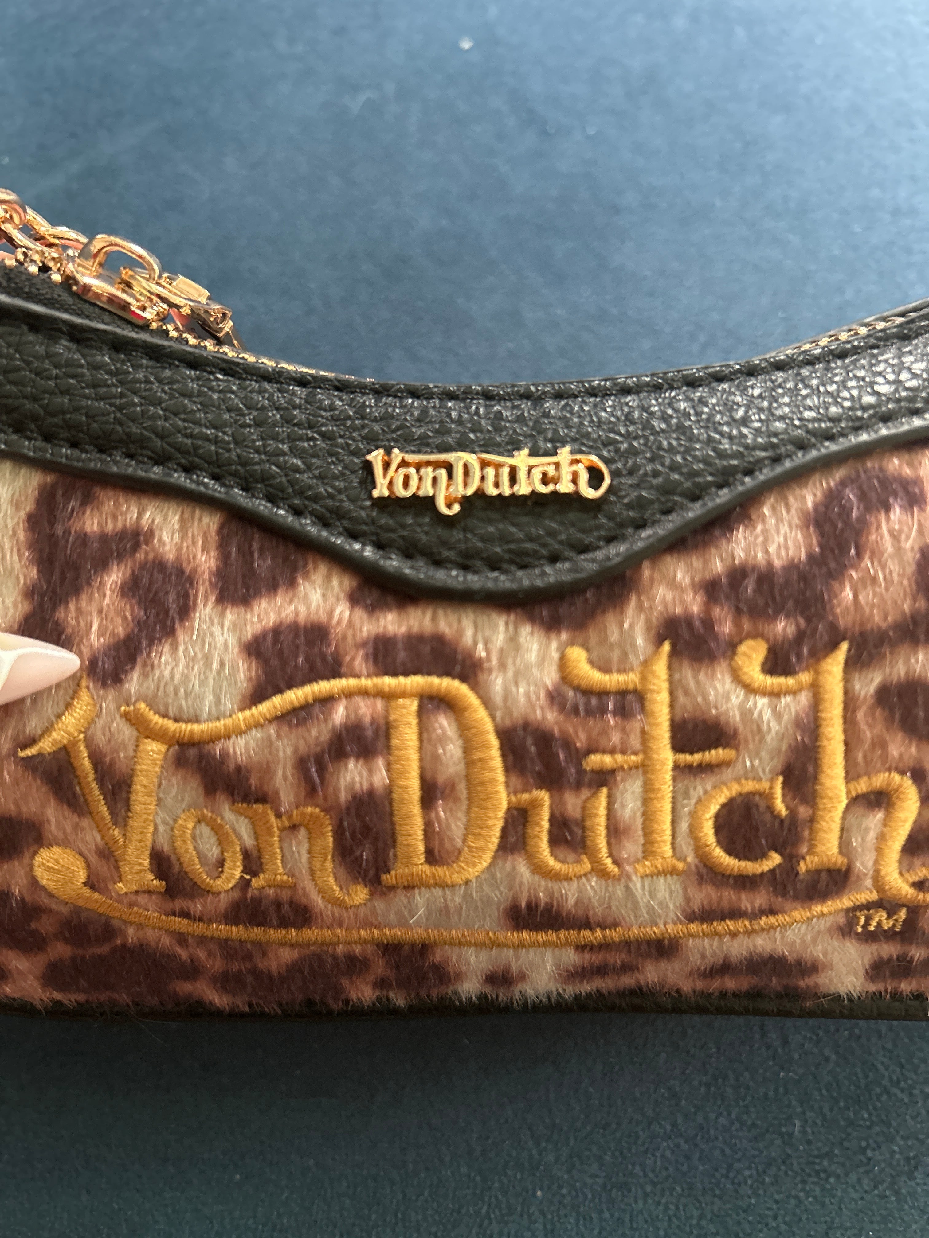 Von Dutch Y2K мини чанта с леопардов принт