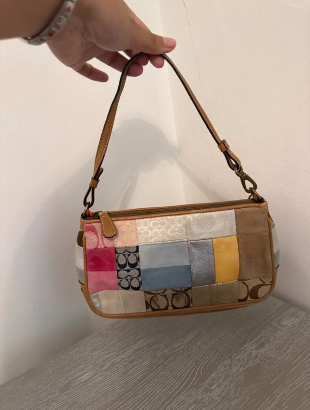 Винтидж Coach Patchwork Shoulder Чанта