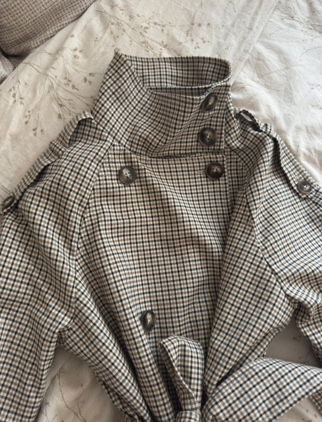 New Look Checked Cropped Trench яке