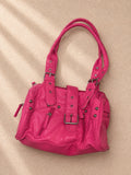 Vintage Y2K hot pink studded shoulder чанта