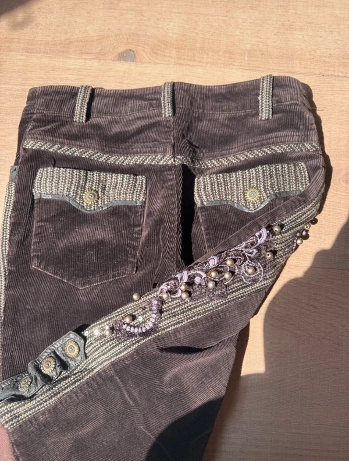 Винтидж low-rise corduroy capri панталон