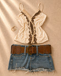 Винтидж комплект Y2K River Island потник & дънкова микро пола