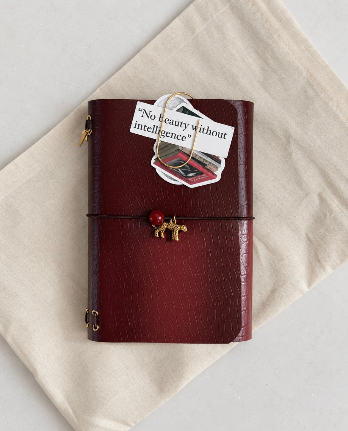 Handmade A6 Journal – Burgundy Croc от естествена кожа
