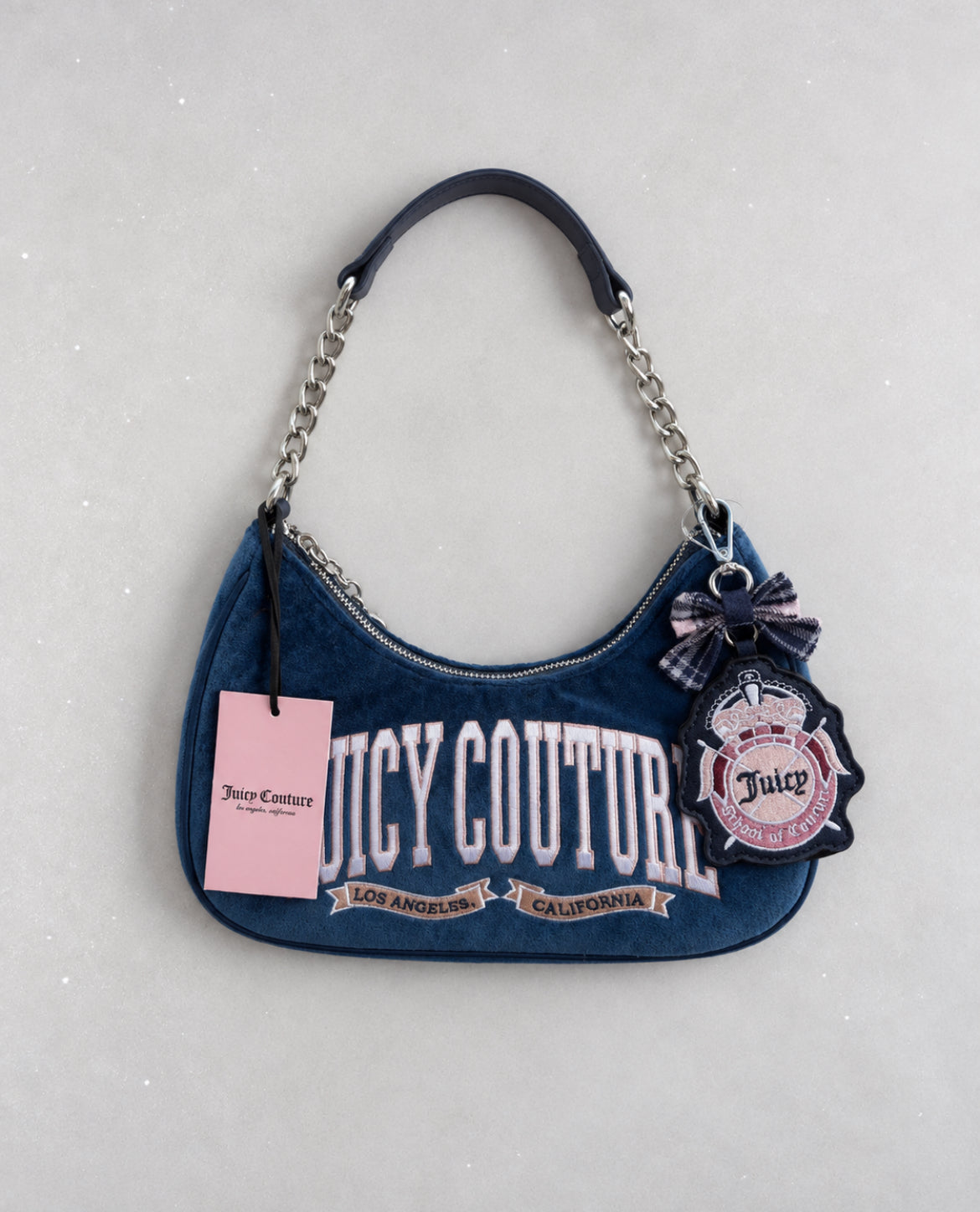 Juicy Couture Navy Regal Blue University Shoulder чанта