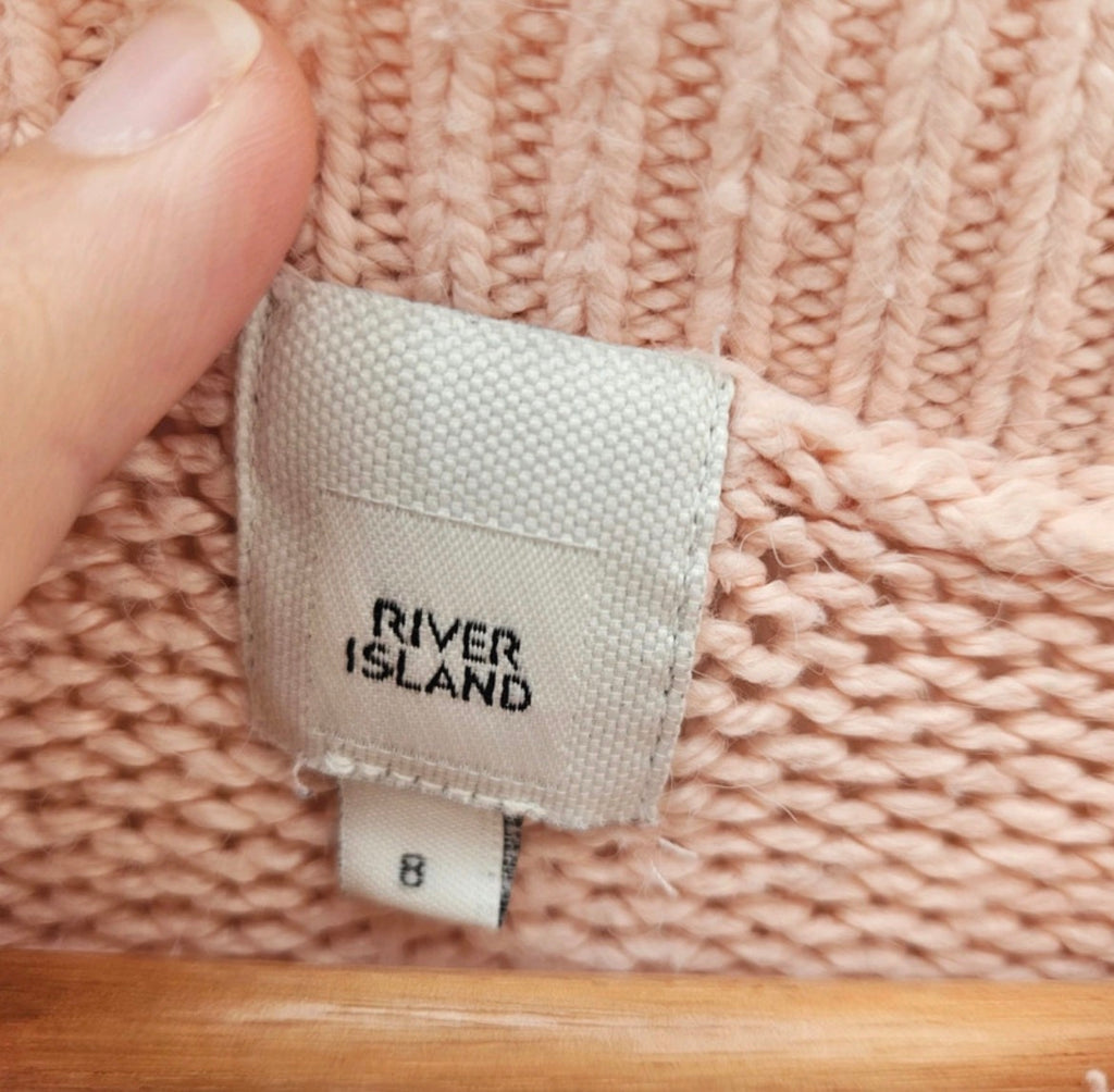 River Island Pastel Pink Chunky Knit Cropped Jumper