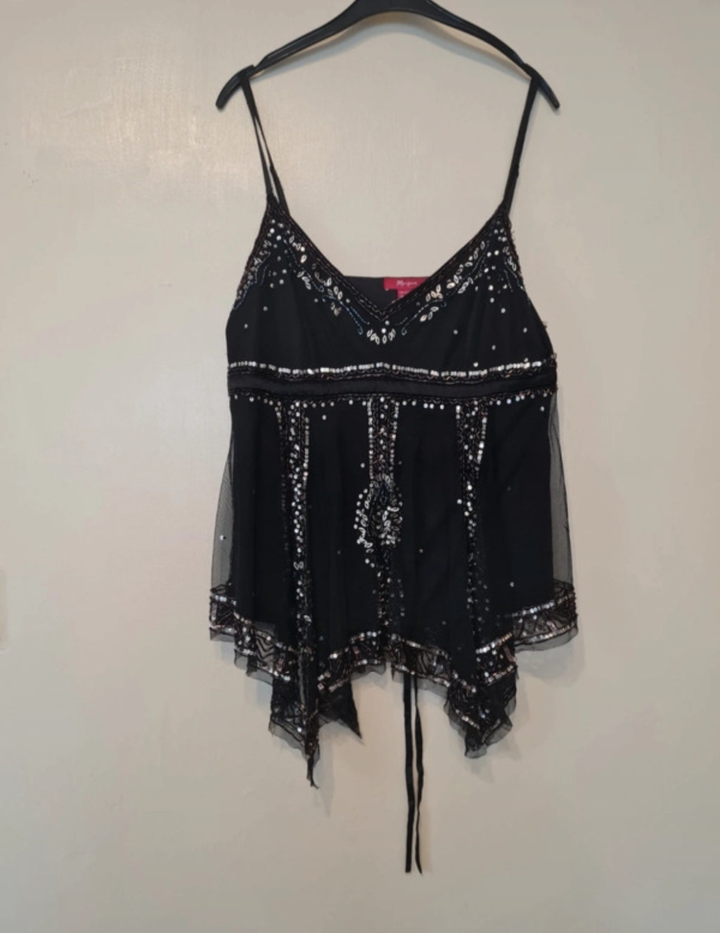 Monsoon babydoll топ в черно с пайети