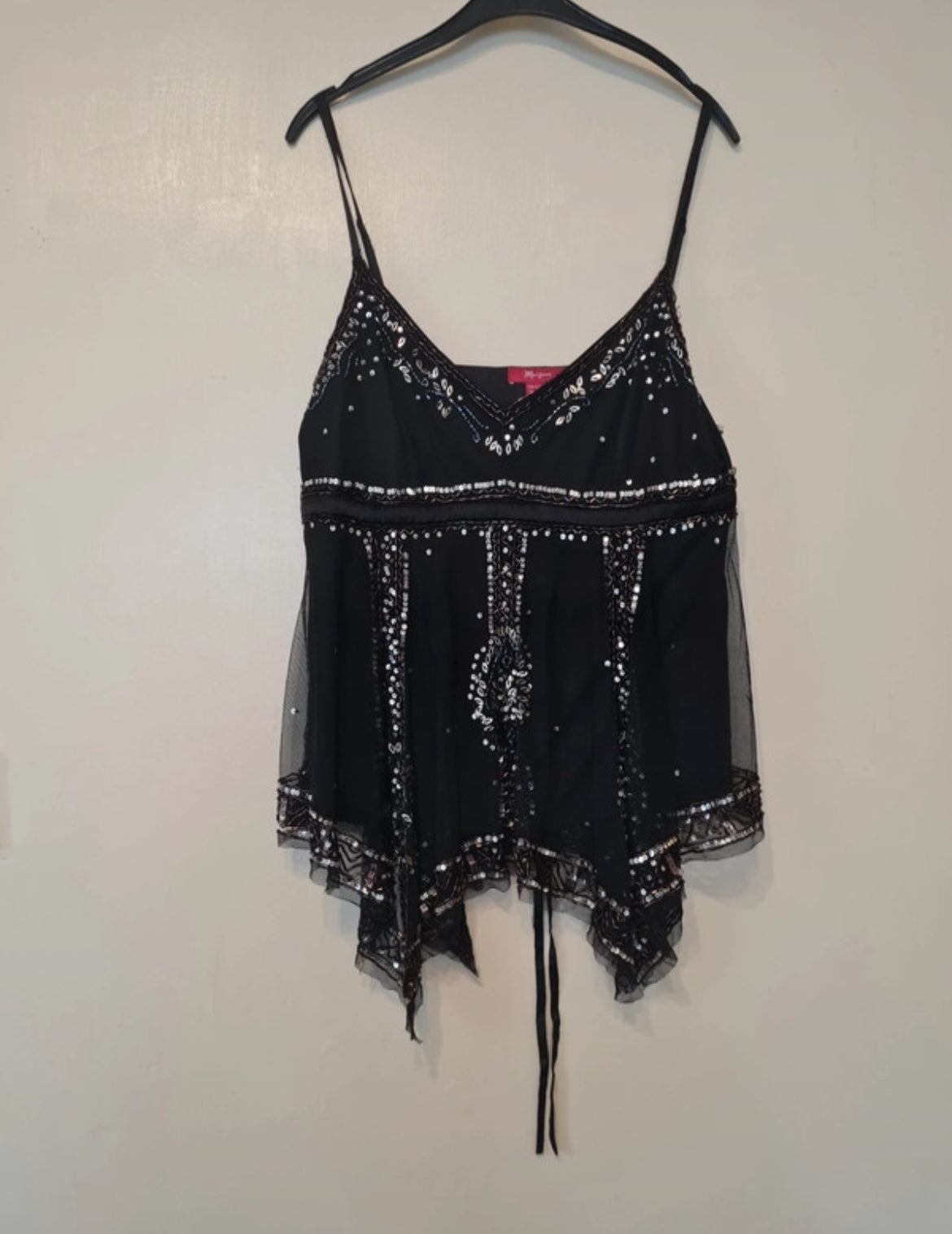 Monsoon babydoll топ в черно с пайети