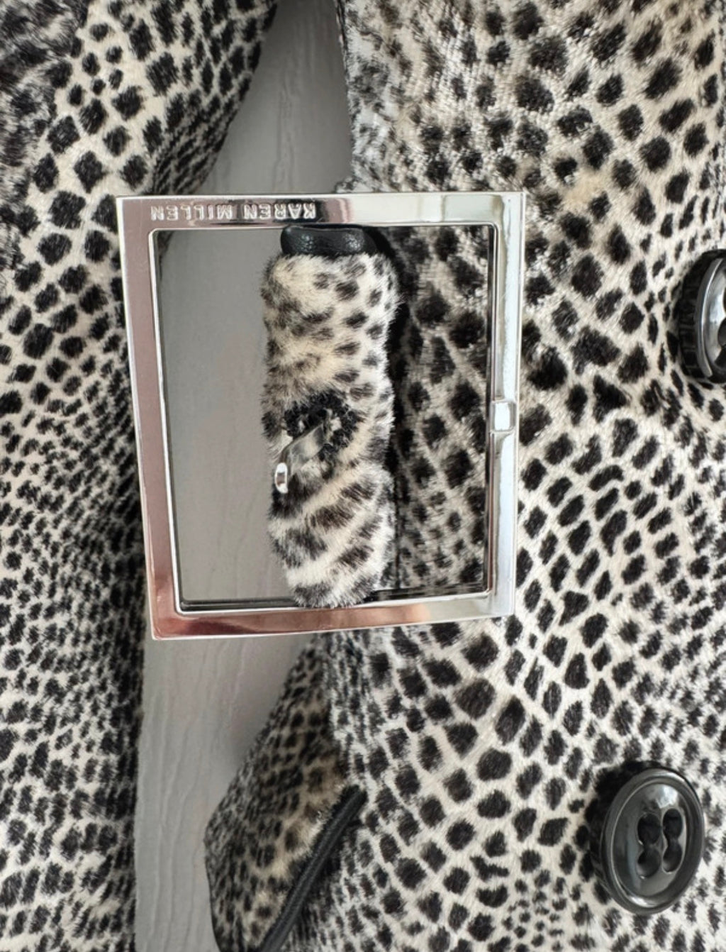 Vintage Karen Millen дълго палто със змийски принт и колан