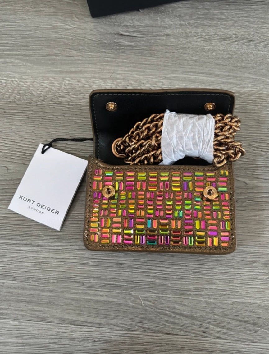 Мини чанта Kurt Geiger Micro Multicoloured Clutch с цветни кристали