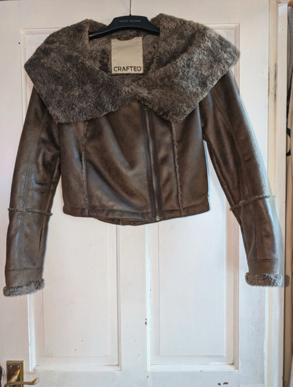 Винтидж яке CRAFTED тип aviator/shearling с ефектна oversized яка