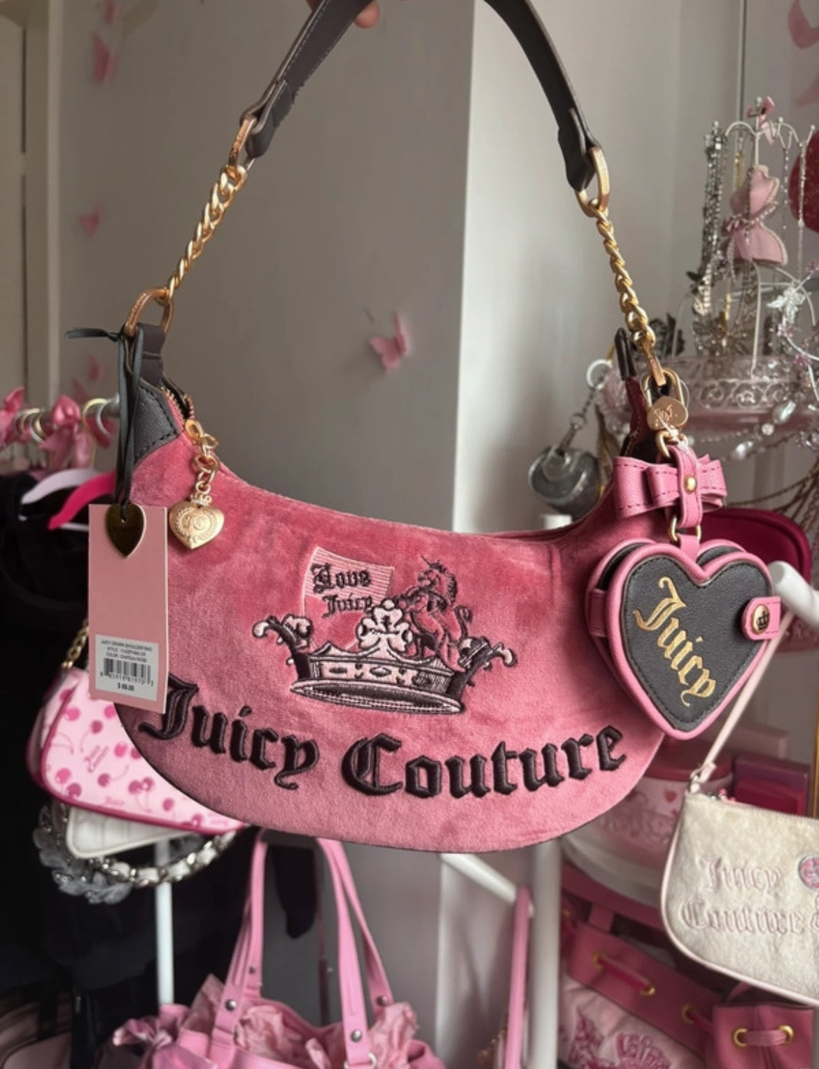Y2K чанта Juicy Couture в розов велур