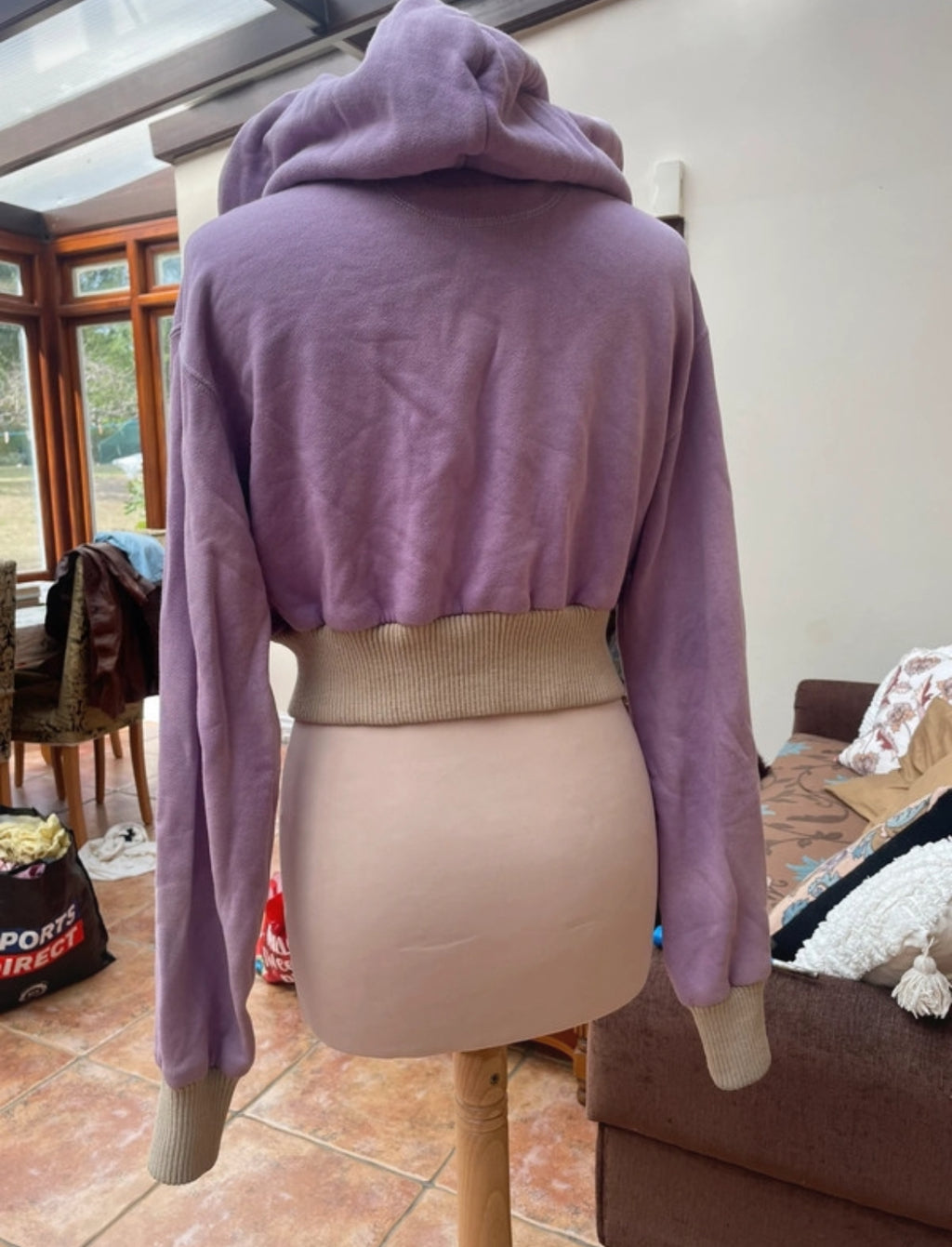 Дизайнерски Charlie Constantinou patchwork hoodie в лилаво-розова цветова комбинация