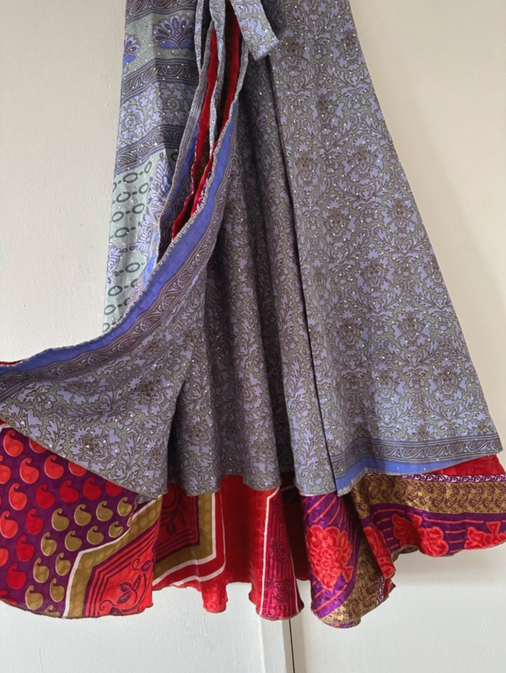 Дълга double-layer wrap пола - индийска коприна