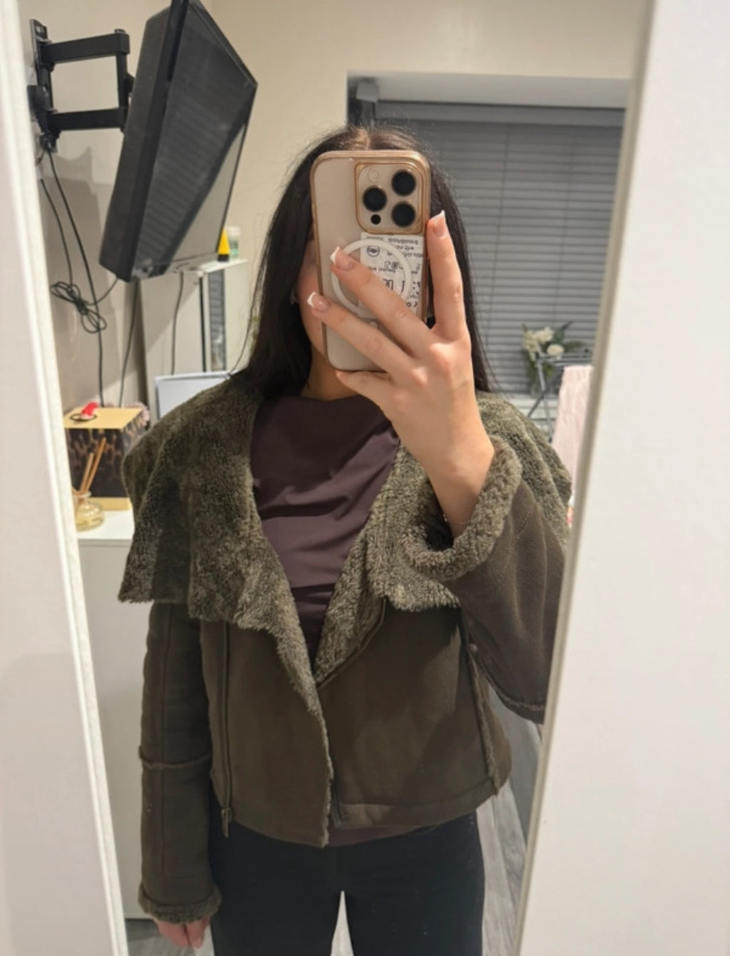 Винтидж яке CRAFTED тип aviator/shearling с ефектна oversized яка