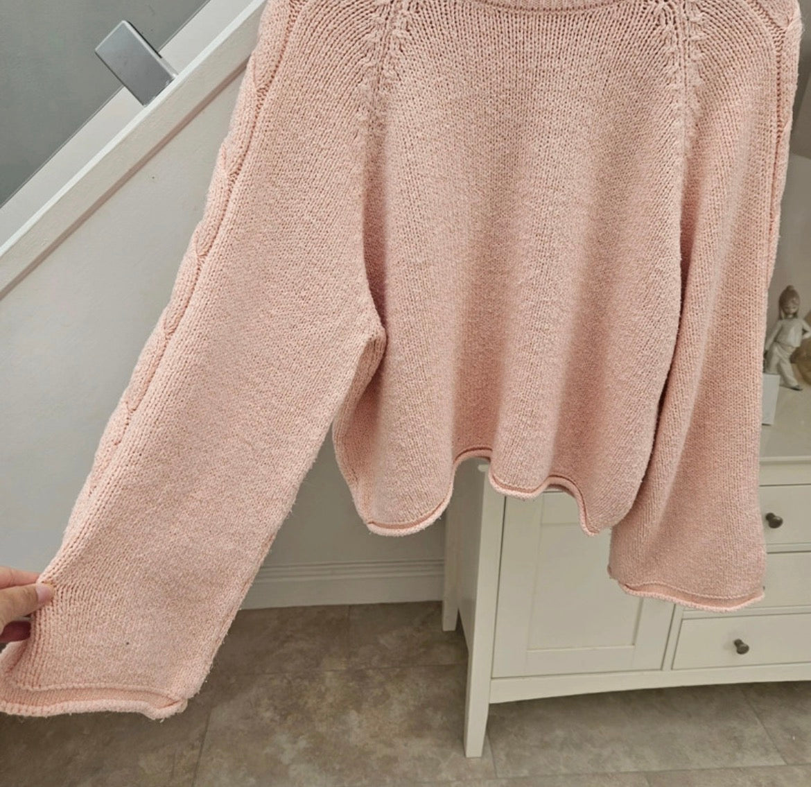 River Island Pastel Pink Chunky Knit Cropped Jumper