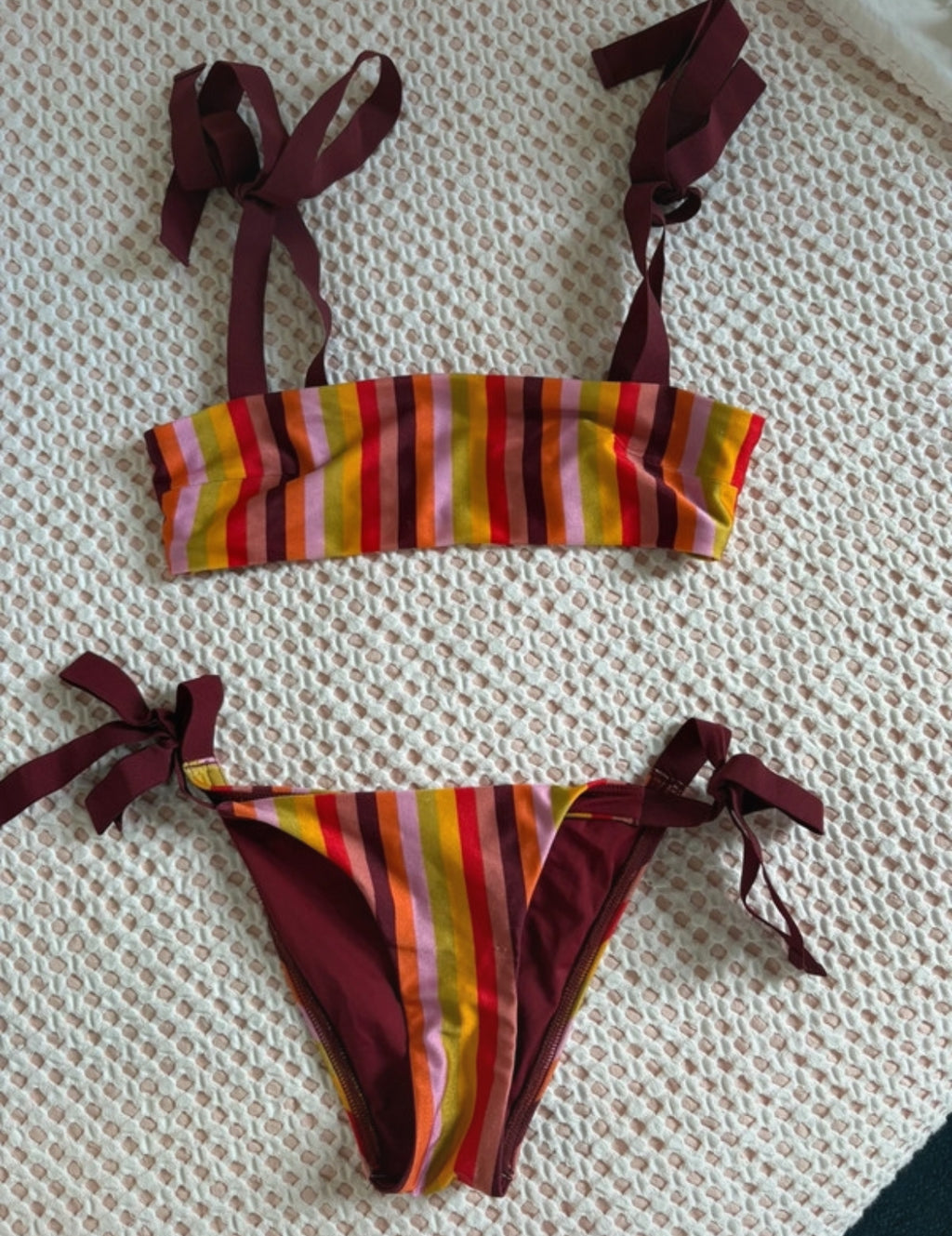 Zimmermann Grosgrain-Trimmed bikini – дизайнерски бански с цветен райе