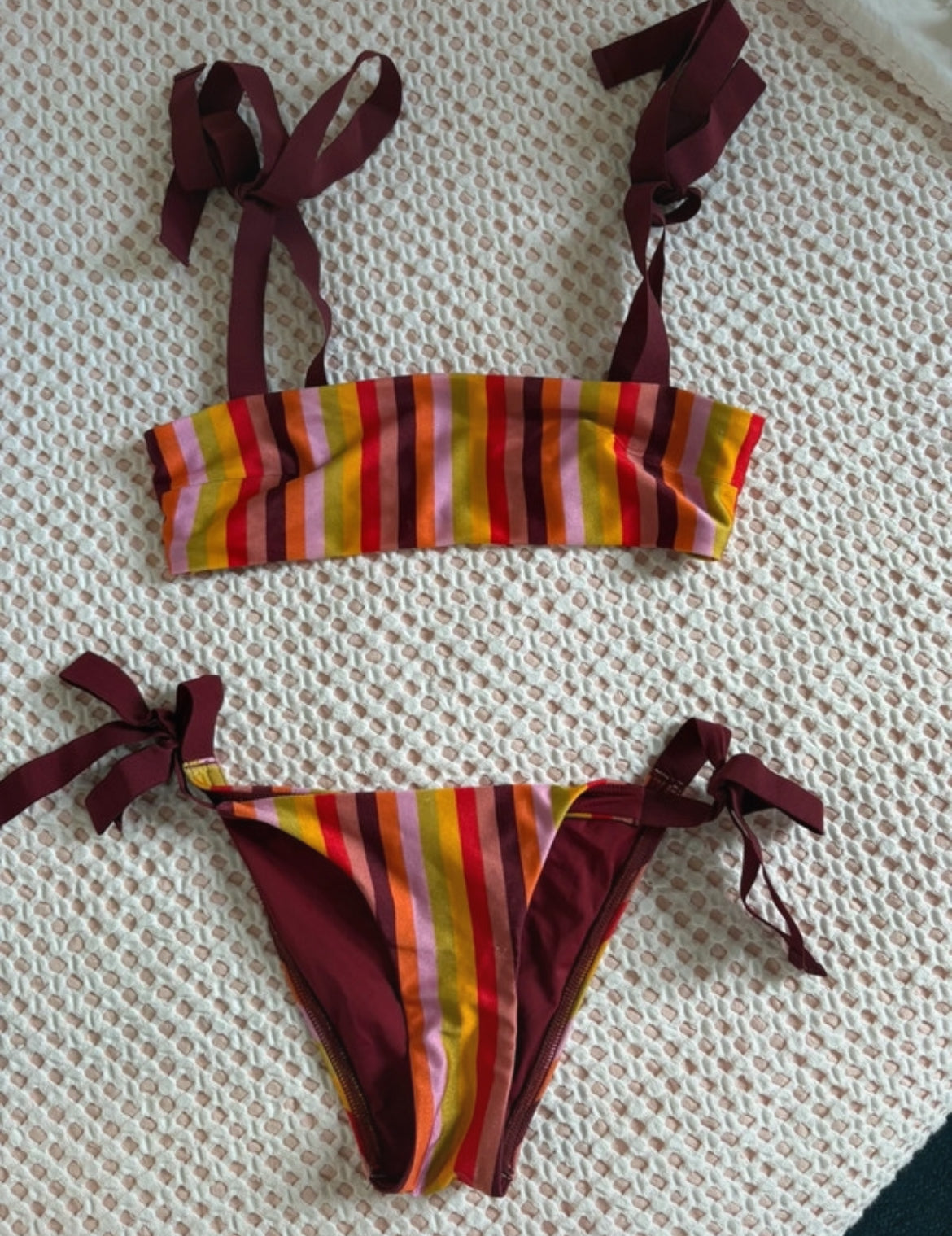 Zimmermann Grosgrain-Trimmed bikini – дизайнерски бански с цветен райе