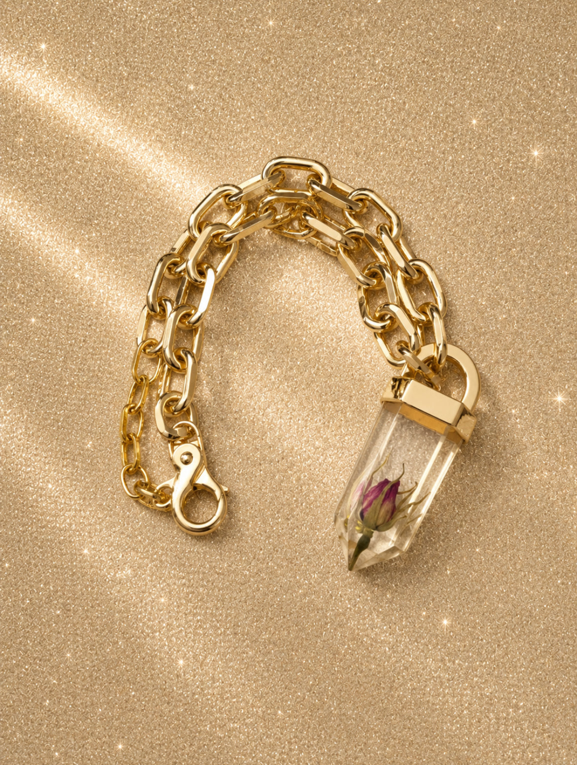 Колие Love Rokz Rosebud с истинска запазена розова пъпка