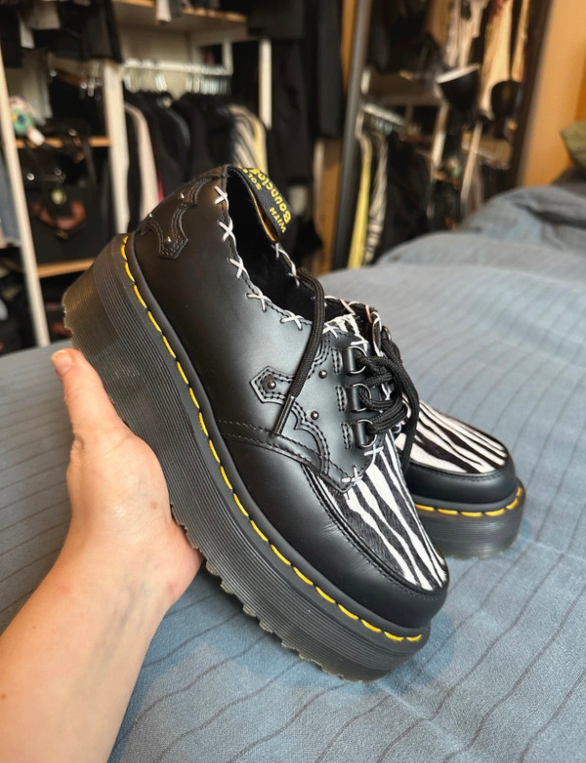Dr. Martens Ramsey Monk Zebra Print Creepers - 38