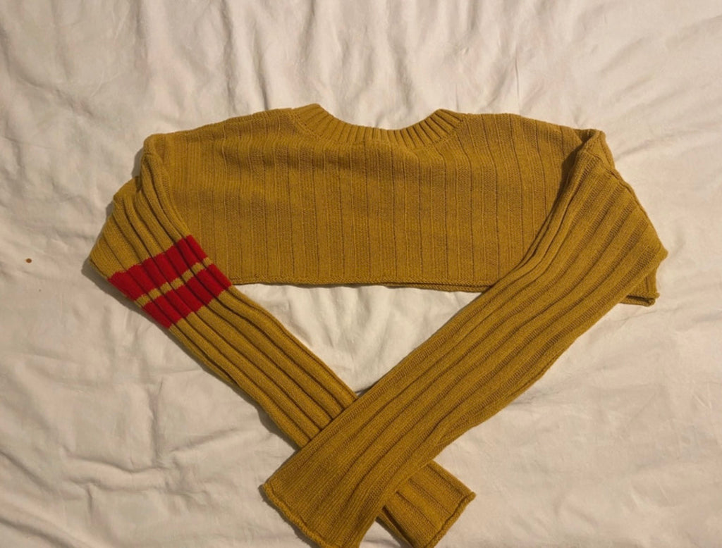 iets frans… Mustard Ribbed Crop пуловер