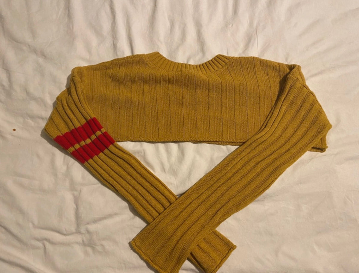 iets frans… Mustard Ribbed Crop пуловер