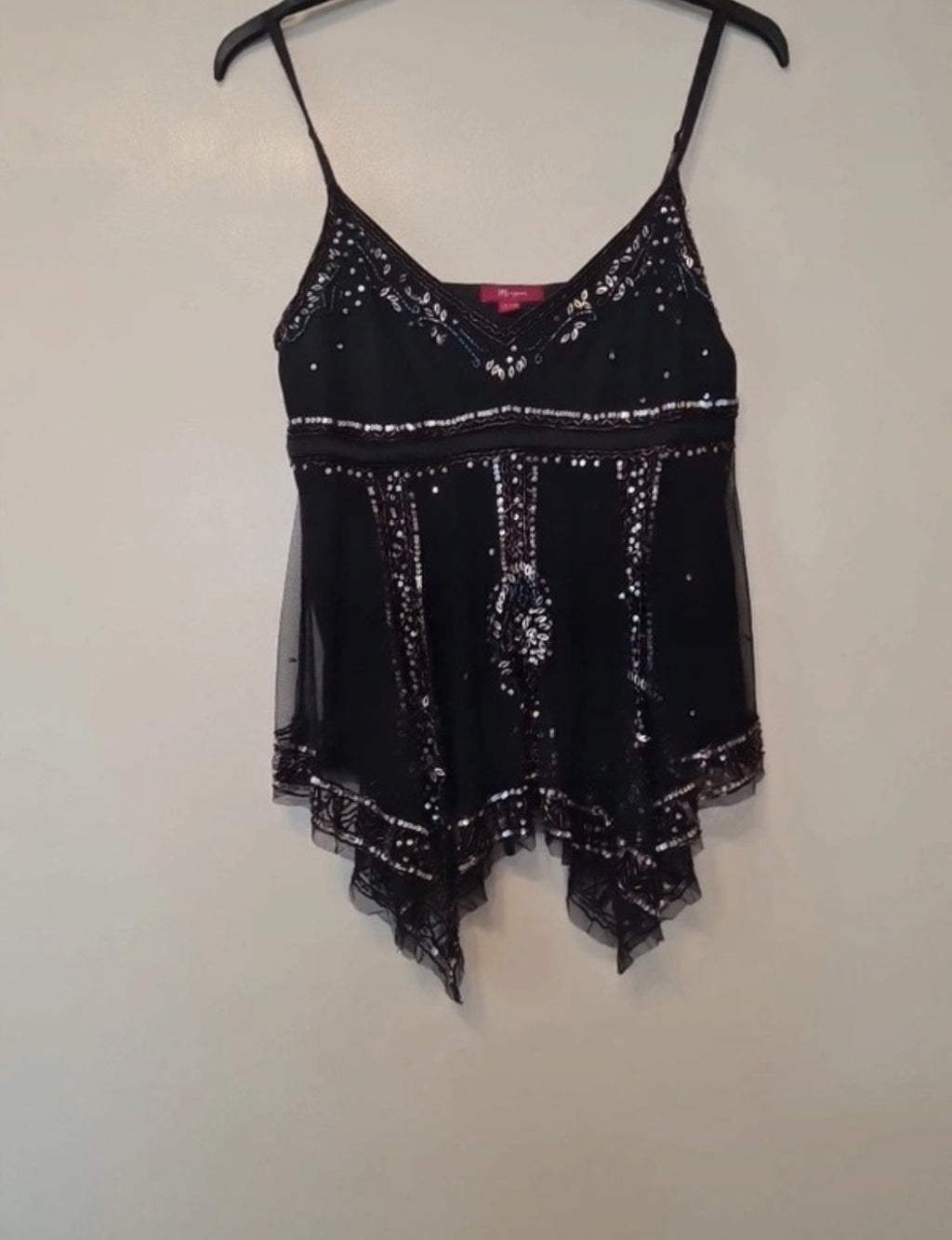 Monsoon babydoll топ в черно с пайети