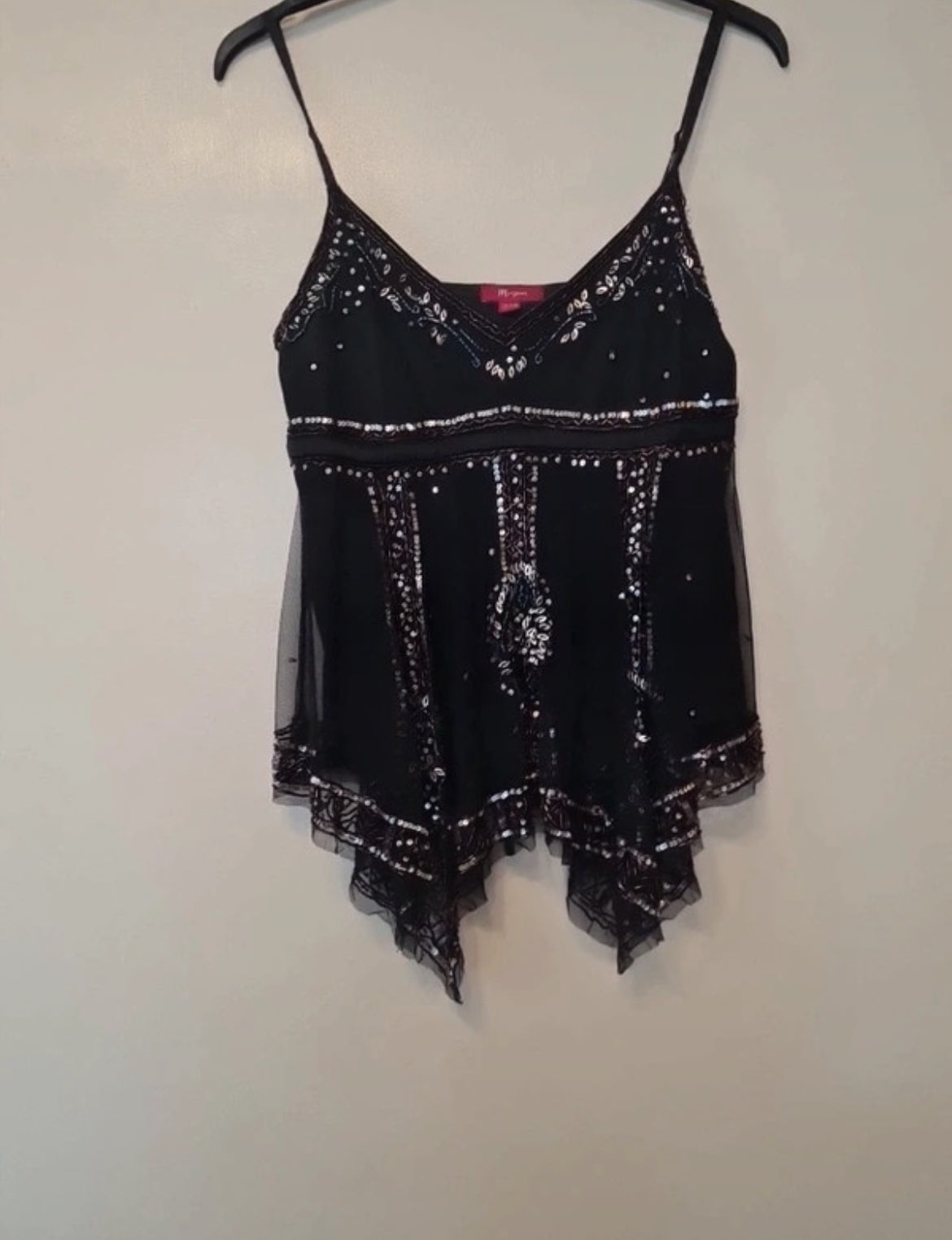 Monsoon babydoll топ в черно с пайети