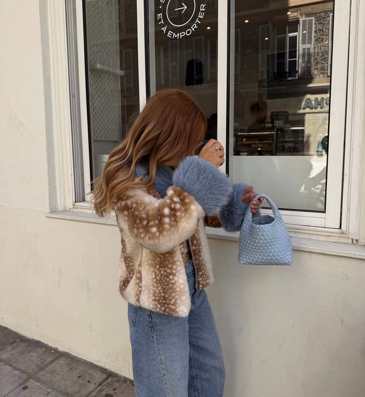 Never Fully Dressed Bambi яке с животински принт и син пух