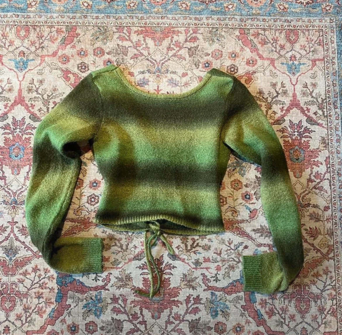 Urban Outfitters Green Fluffy Open-Back Knit топ