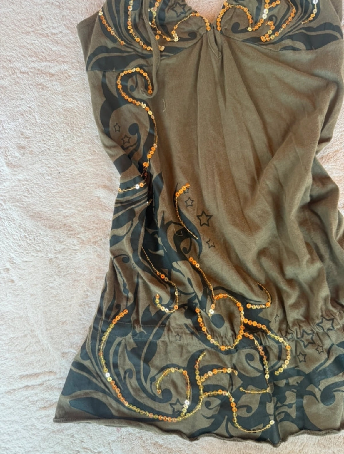 Vintage 2000s fairycore embellished halterneck топ