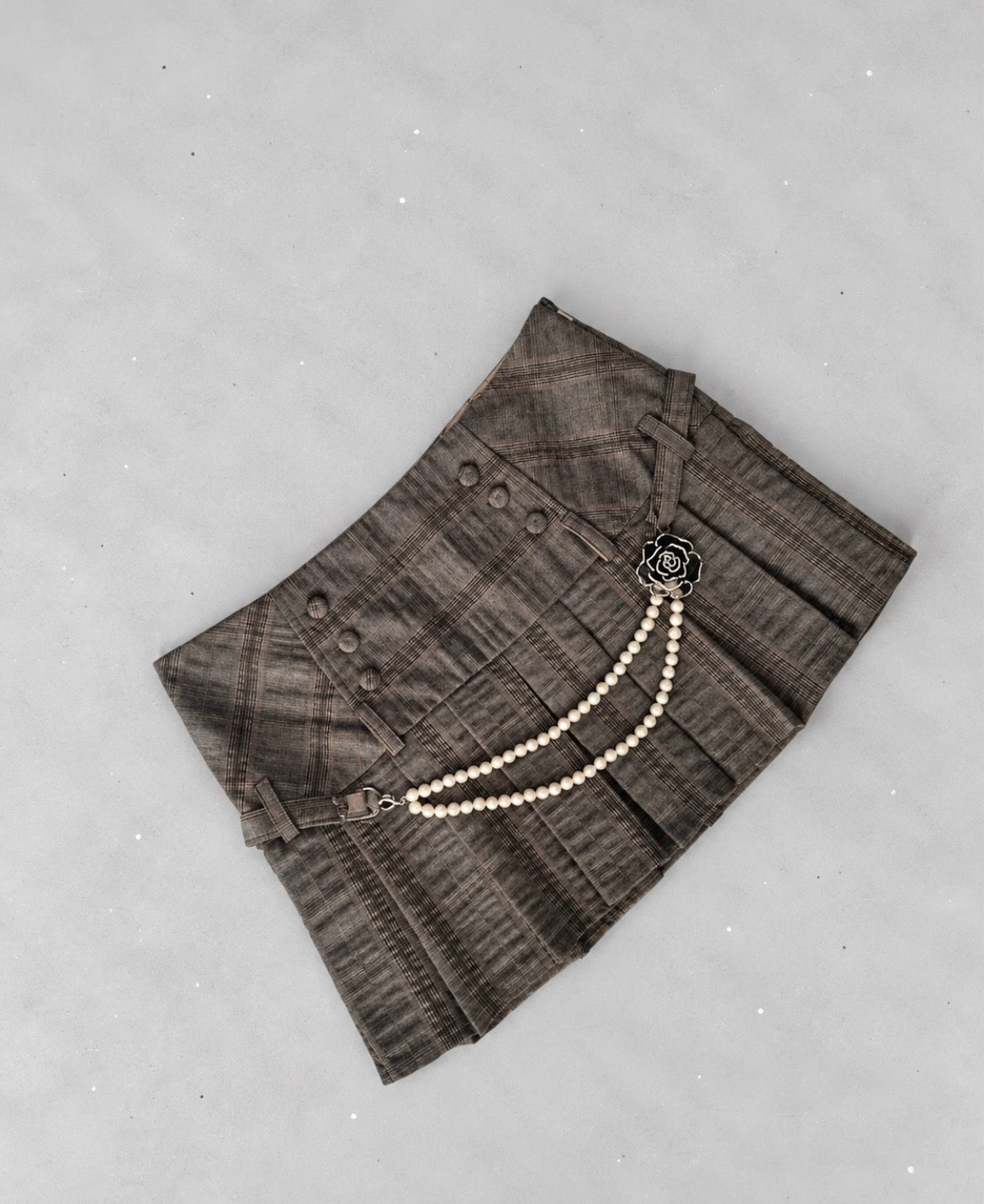 Vintage River Island Y2K карирана мини пола с перли и роза