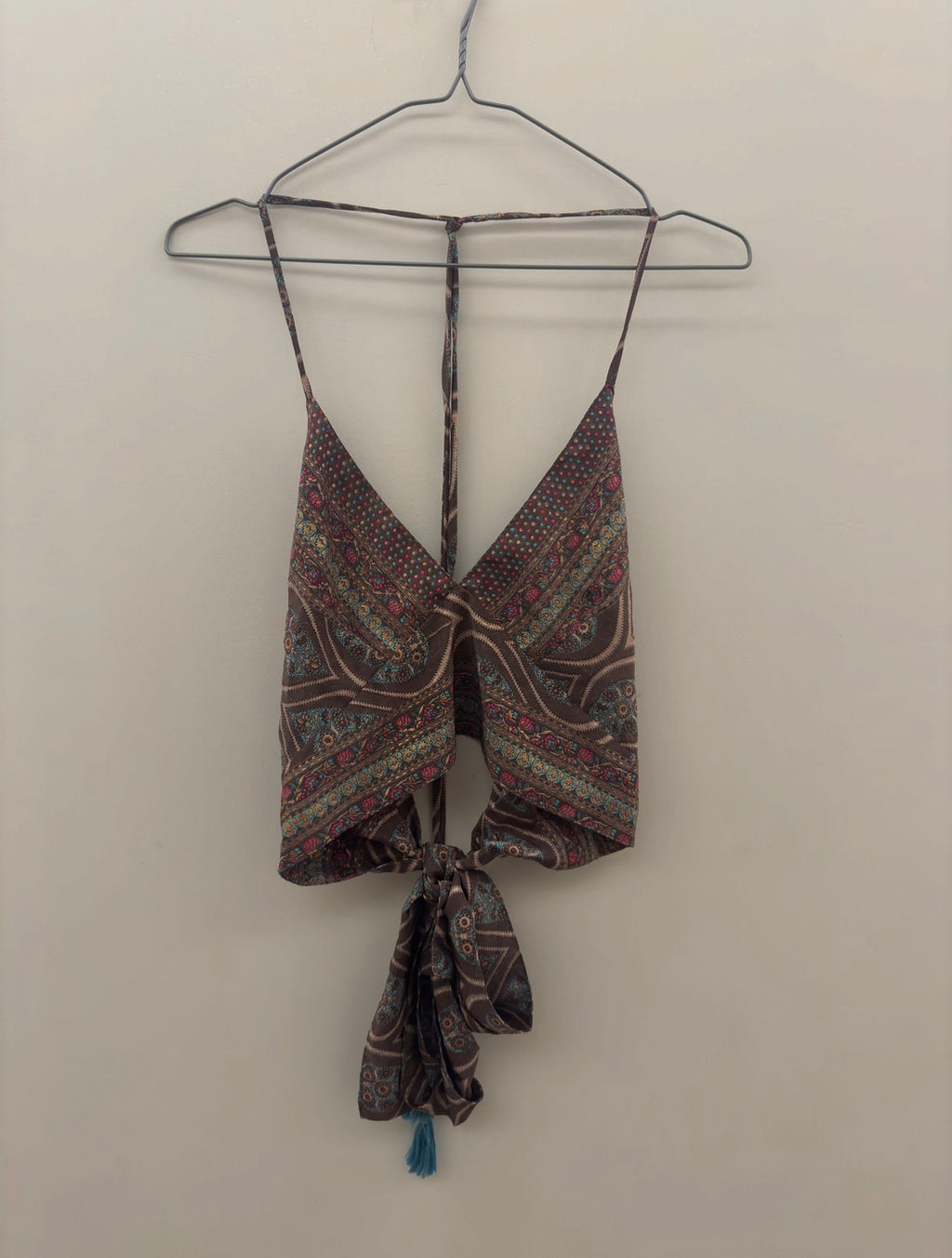 Paisley копринен halter топ