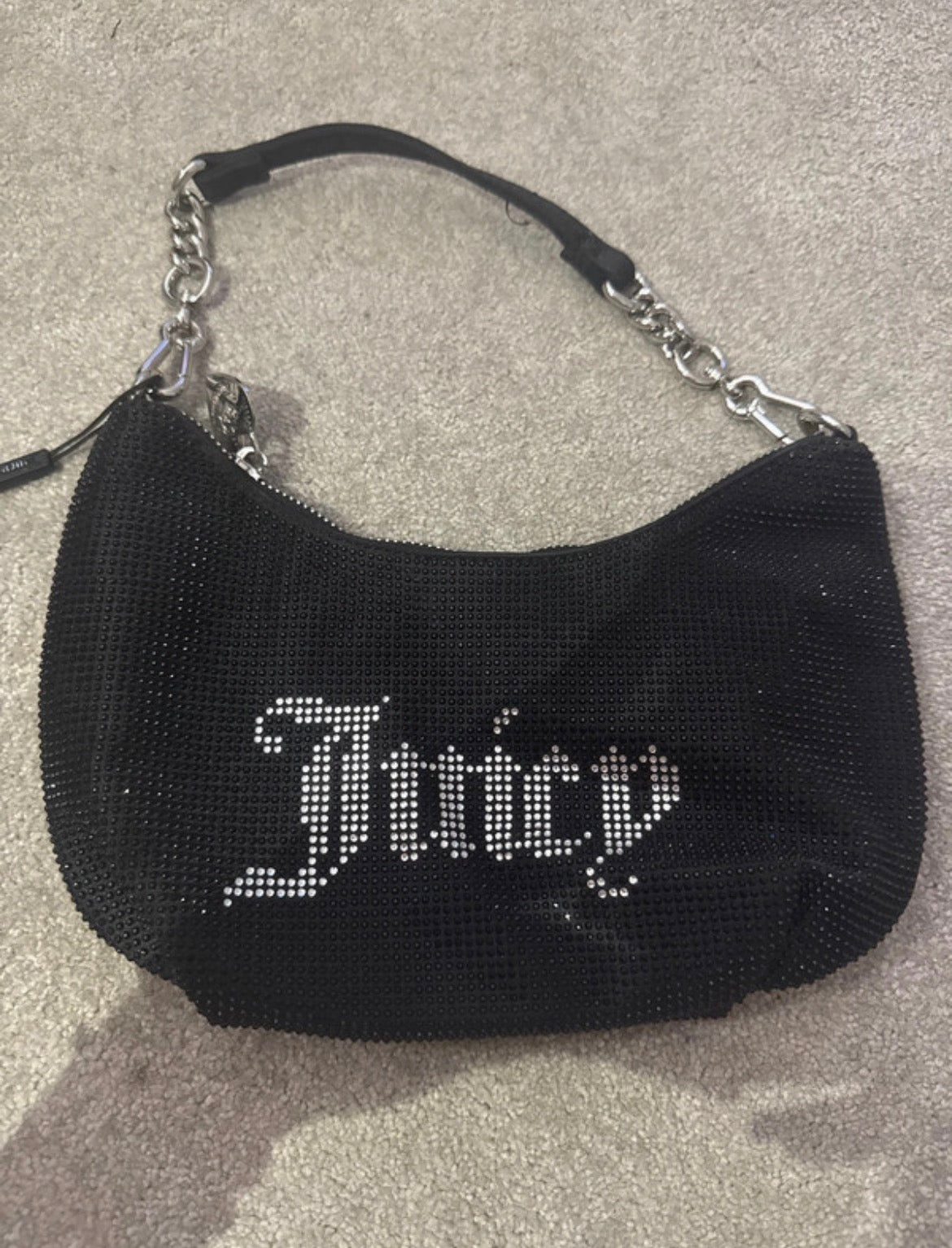 Черна чанта Juicy Couture с кристали и Y2K лого