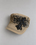 Y2K Khaki Floral Cross Cadet шапка с козирка