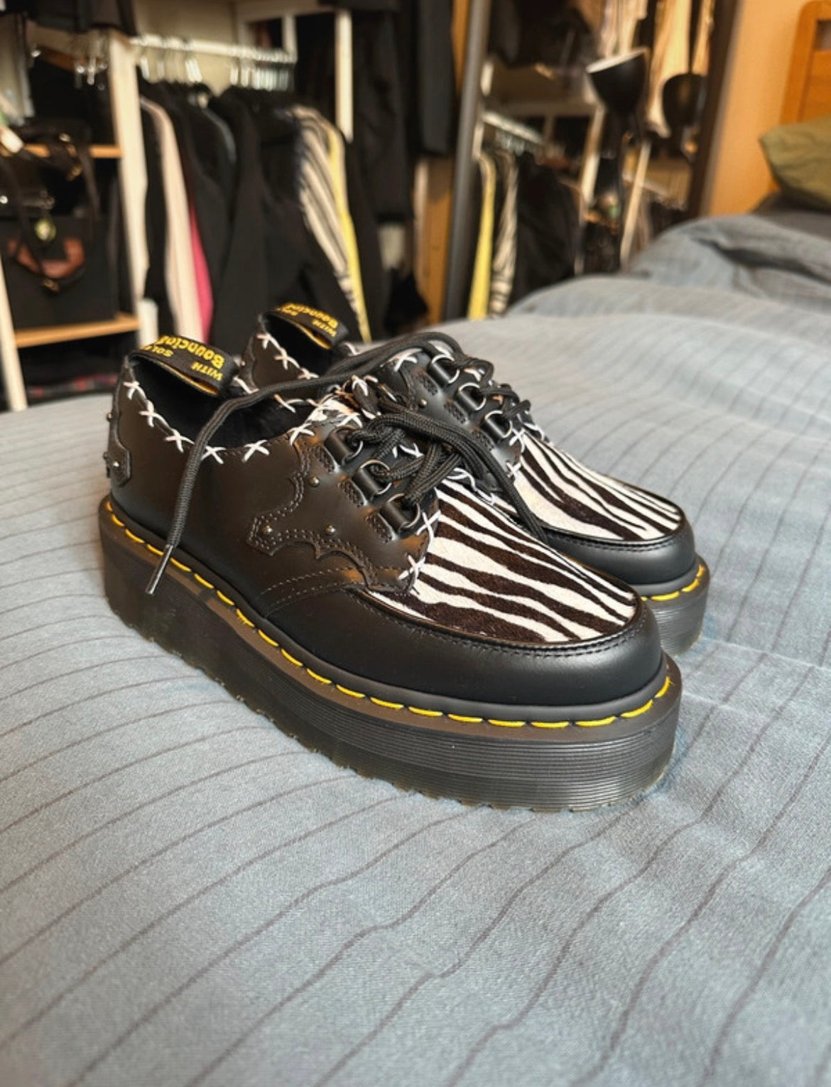 Dr. Martens Ramsey Monk Zebra Print Creepers - 38