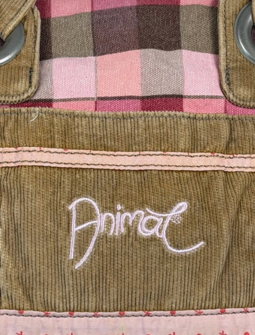Винтидж Animal shoulder bag от кафяв рипсен плат