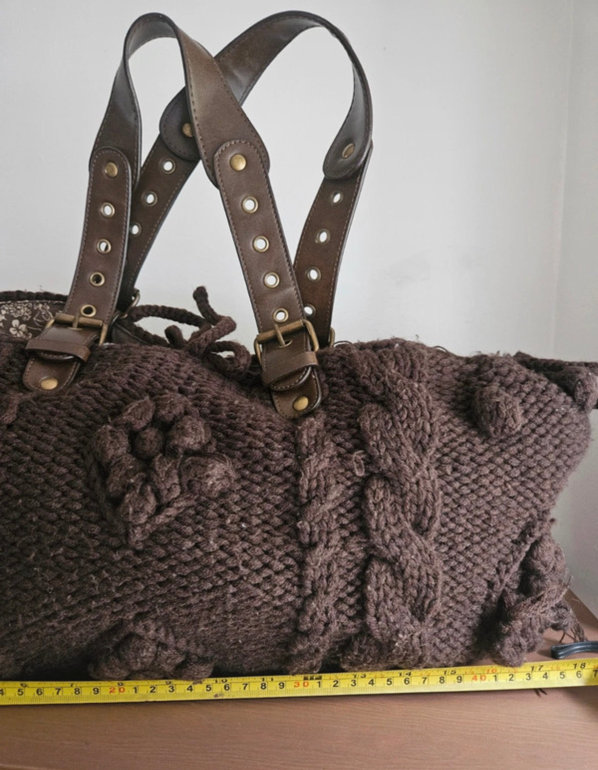 Vintage Next Chunky Cable Knit Hobo чанта