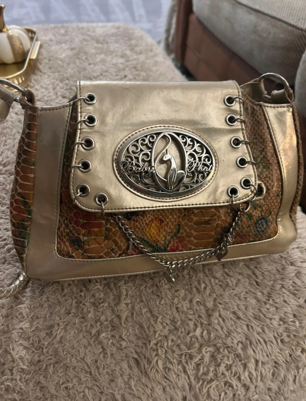 Vintage y2k Baby Phat Metallic Floral Handbag